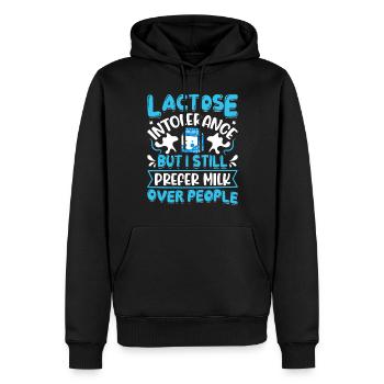 Produits laitiers intolérants au lactose - Sweat à capuche Premium bio Homme - noir - Devant - Nico (187cm)