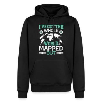 Cartographes - Sweat à capuche Premium bio Homme - noir - Devant - Nico (187cm)