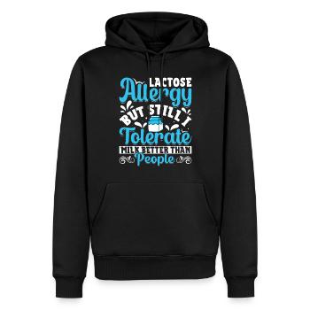 Produits laitiers intolérants au lactose - Sweat à capuche Premium bio Homme - noir - Devant - Nico (187cm)