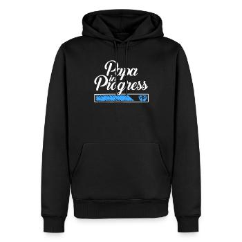 Grossesse 2023 - Papa Travail en cours - - Sweat à capuche Premium bio Homme - noir - Devant - Nico (187cm)
