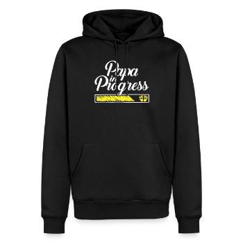 Grossesse 2023 - Papa Travail en cours - - Sweat à capuche Premium bio Homme - noir - Devant - Nico (187cm)
