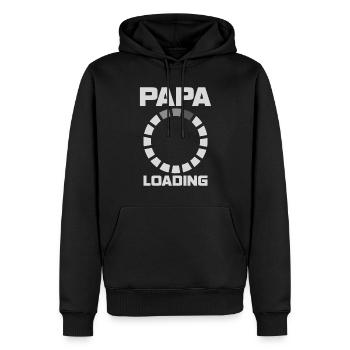 Grossesse 2024 - Futur père - Papa - Sweat à capuche Premium bio Homme - noir - Devant - Nico (187cm)