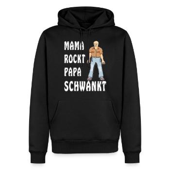 MAMA ROCKT PAPA SCHWANKT - Männer Premium Bio Hoodie - Schwarz - Vorne - Nico (187cm)