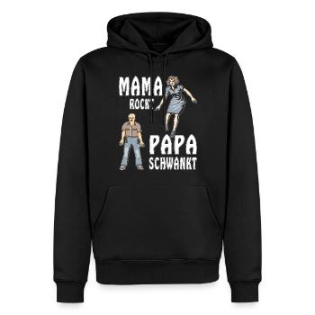 MAMA ROCKT PAPA SCHWANKT - Männer Premium Bio Hoodie - Schwarz - Vorne - Nico (187cm)