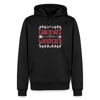 Responsable RH Responsable Ressources Humaines Responsable Candidat Whisperer - Sweat à capuche Premium bio Homme - noir - Devant - Nico (187cm)
