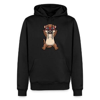 Tanzender Otter Mit Sonnenbrille - Männer Premium Bio Hoodie - Schwarz - Vorne - Nico (187cm)