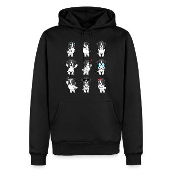 Landseer Dog Kawaii Emoticon - Sweat à capuche Premium bio Homme - noir - Devant - Nico (187cm)