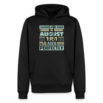 72. Geburtstag August Jahrgang 1951 Vintage - Männer Premium Bio Hoodie - Schwarz - Vorne - Nico (187cm)