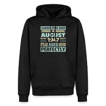 76. Geburtstag August Jahrgang 1947 Vintage - Männer Premium Bio Hoodie - Schwarz - Vorne - Nico (187cm)
