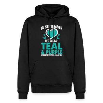 Im September Tragen Wir Den Monat Der - Männer Premium Bio Hoodie - Schwarz - Vorne - Nico (187cm)