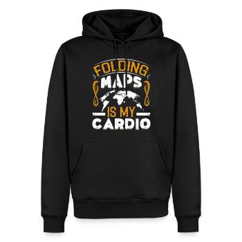 Cartographes - Sweat à capuche Premium bio Homme - noir - Devant - Nico (187cm)
