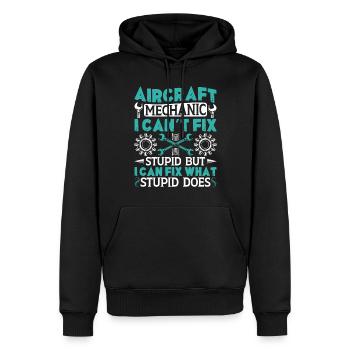 Love Avion aviation - Sweat à capuche Premium bio Homme - noir - Devant - Nico (187cm)