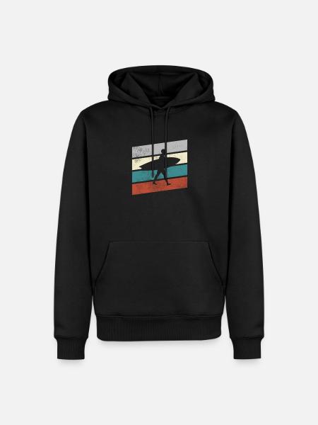 Surf Rétro - Sweat à capuche Premium bio Homme - noir