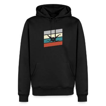 Natation Rétro - Sweat à capuche Premium bio Homme - noir - Devant - Nico (187cm)