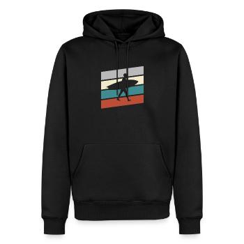 Surfen Retro - Männer Premium Bio Hoodie - Schwarz - Vorne - Nico (187cm)