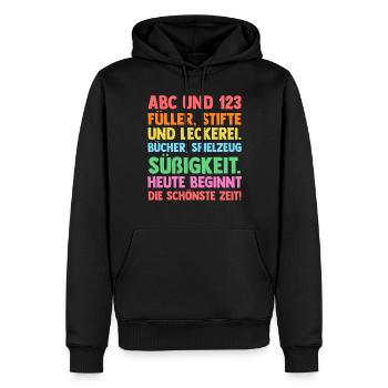 Erste Klasse Einschulung Erstklässler Schulkind - Männer Premium Bio Hoodie - Schwarz - Vorne - Nico (187cm)