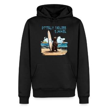 841 Surfender Otter Otterly Stoked Otter 841 - Männer Premium Bio Hoodie - Schwarz - Vorne - Nico (187cm)