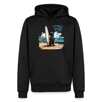 841 Surfing Otter Otterly Stoked Otter 841 - Männer Premium Bio Hoodie - Schwarz - Vorne - Nico (187cm)