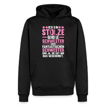 Familienmotiv Schwester - Männer Premium Bio Hoodie - Schwarz - Vorne - Nico (187cm)