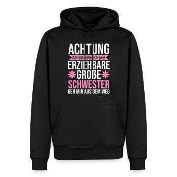 Familienmotiv Schwester - Männer Premium Bio Hoodie - Schwarz - Vorne - Nico (187cm)