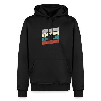 Batterie Rétro - Sweat à capuche Premium bio Homme - noir - Devant - Nico (187cm)