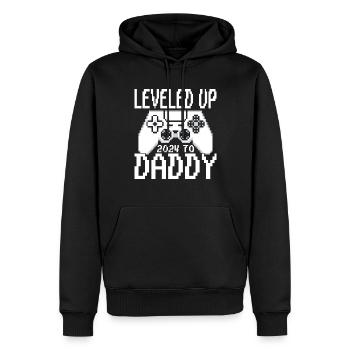 Grossesse 2024 - Futur père - Papa - Sweat à capuche Premium bio Homme - noir - Devant - Nico (187cm)