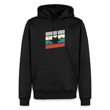 Batterie Rétro - Sweat à capuche Premium bio Homme - noir - Devant - Nico (187cm)