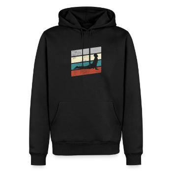 Yoga Retro - Männer Premium Bio Hoodie - Schwarz - Vorne - Nico (187cm)