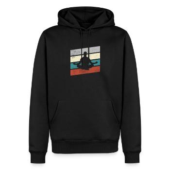 Yoga Retro - Männer Premium Bio Hoodie - Schwarz - Vorne - Nico (187cm)