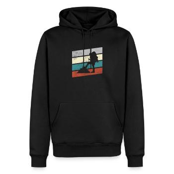 Wandern Retro - Männer Premium Bio Hoodie - Schwarz - Vorne - Nico (187cm)