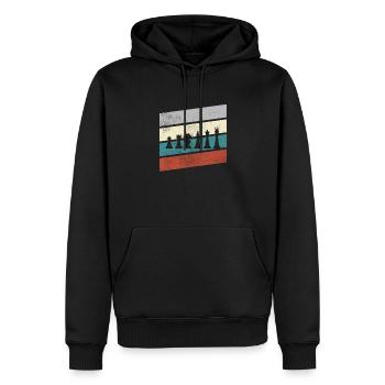Échecs Rétro - Sweat à capuche Premium bio Homme - noir - Devant - Nico (187cm)