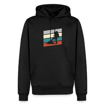 Wandern Retro - Männer Premium Bio Hoodie - Schwarz - Vorne - Nico (187cm)