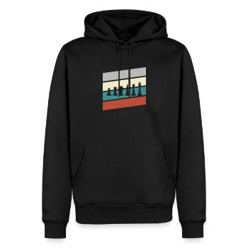 Échecs Rétro - Sweat à capuche Premium bio Homme - noir - Devant - Nico (187cm)