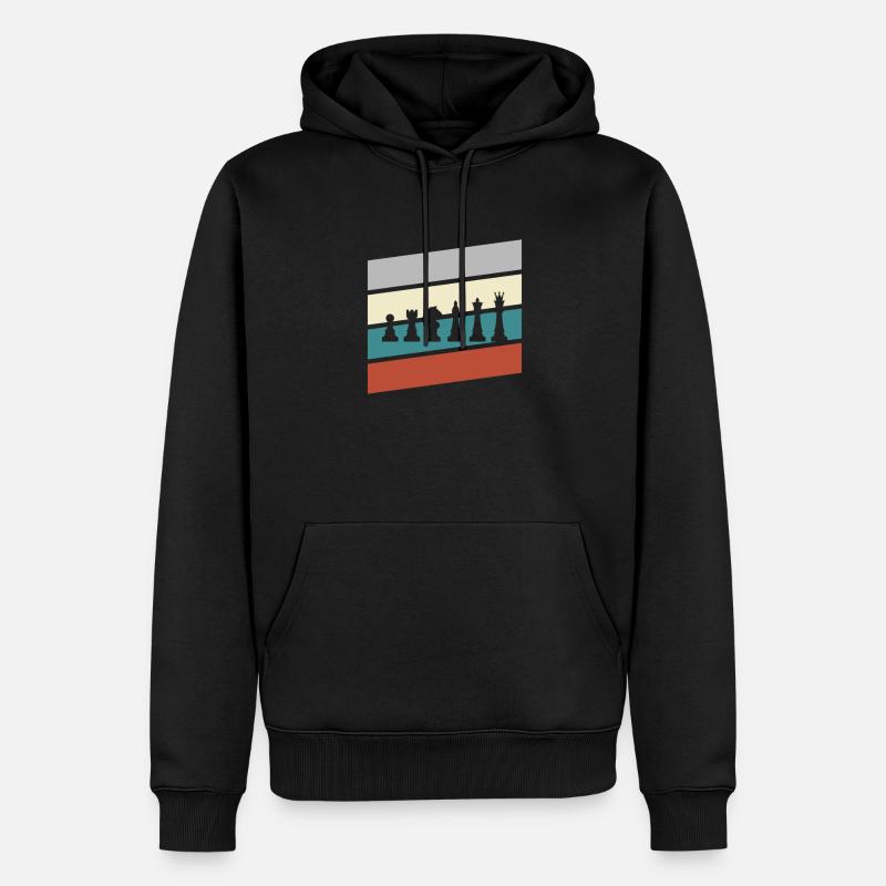 Échecs Rétro - Sweat à capuche Premium bio Homme - noir