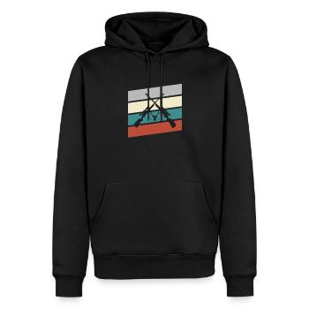 Chasse rétro - Sweat à capuche Premium bio Homme - noir - Devant - Nico (187cm)