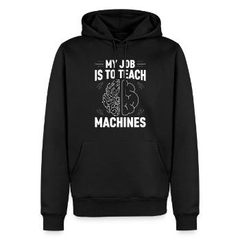 My Job Is To Teach Machines - Machine Learning AI - Männer Premium Bio Hoodie - Schwarz - Vorne - Nico (187cm)