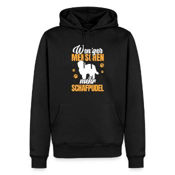 Weniger Menschen mehr Schafpudel Hütepudel - Männer Premium Bio Hoodie - Schwarz - Vorne - Nico (187cm)