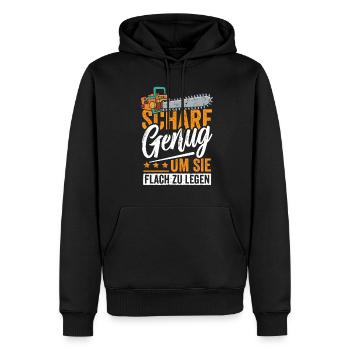 Scharf genug um sie Flach zu Legen - Männer Premium Bio Hoodie - Schwarz - Vorne - Nico (187cm)