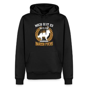 Nur mit Harzer Fuchs altdeutscher Hütefuchs - Männer Premium Bio Hoodie - Schwarz - Vorne - Nico (187cm)