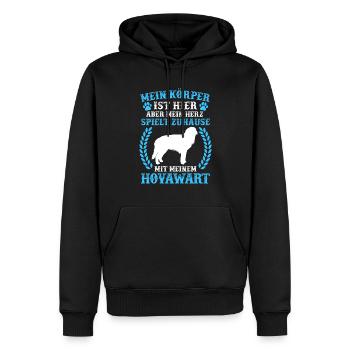 Spiele mit meinem Hovawart derber Bauernhund - Männer Premium Bio Hoodie - Schwarz - Vorne - Nico (187cm)