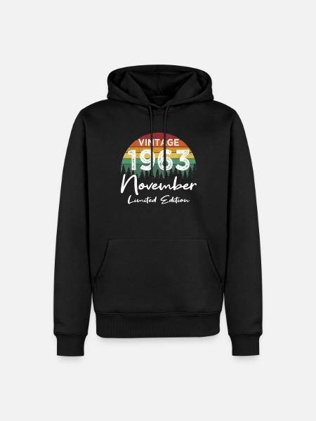 60th Birthday Vintage November 1963 Vintage - Men’s Premium Organic Hoodie - black
