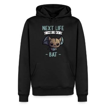 Next Life i want to be a bat Fledermaus - Männer Premium Bio Hoodie - Schwarz - Vorne - Nico (187cm)