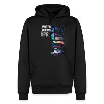 Édition Limitée 2004 Avril Anniversaire Aurores Boréales - Sweat à capuche Premium bio Homme - noir - Devant - Nico (187cm)
