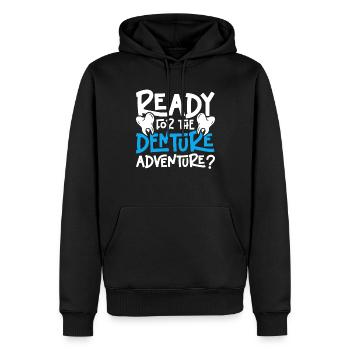 Dental Technician Ready For The Denture Adventure? - Men’s Premium Organic Hoodie - black - Front - Nico (187cm)