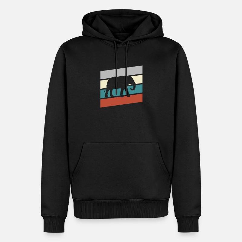 Éléphant Rétro - Sweat à capuche Premium bio Homme - noir