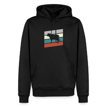 Kuh Retro - Männer Premium Bio Hoodie - Schwarz - Vorne - Nico (187cm)