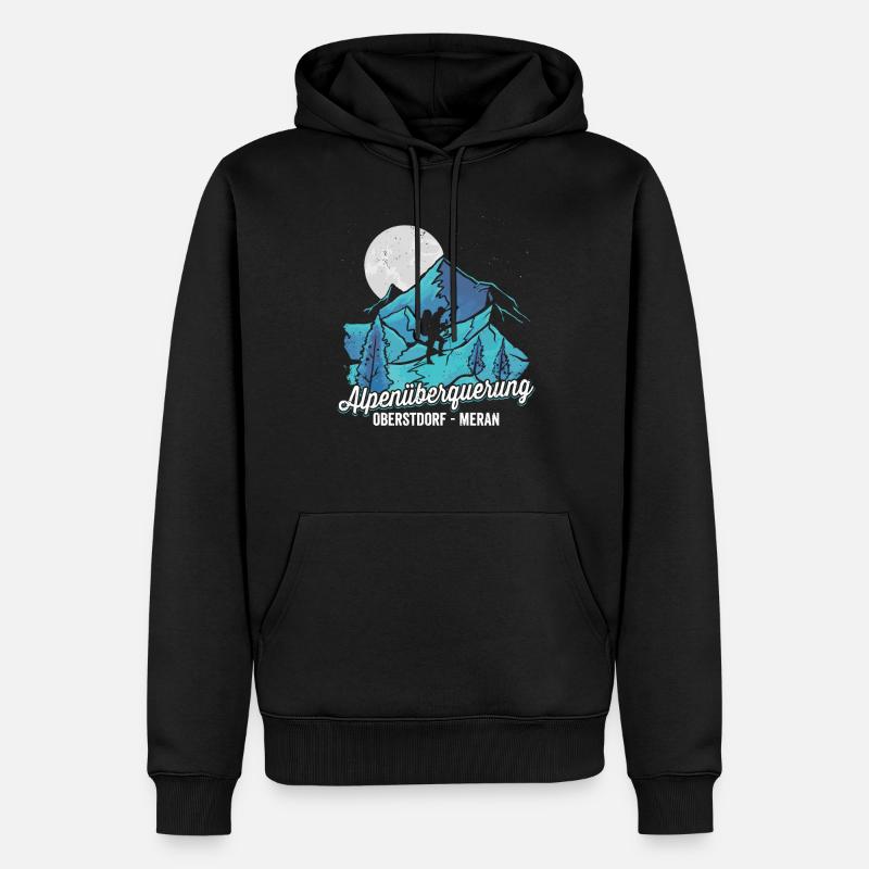 Alpenüberquerung Oberstdorf Meran Pilgerweg - Männer Premium Bio Hoodie - Schwarz