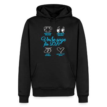 Werdende Eltern 2024 Babybauch Vorhersage - Männer Premium Bio Hoodie - Schwarz - Vorne - Nico (187cm)