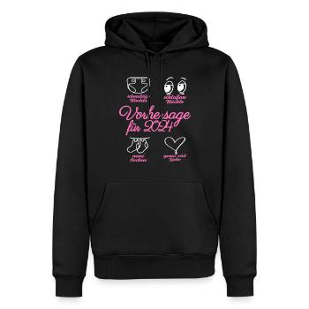 Werdende Eltern 2024 Babybauch Vorhersage - Männer Premium Bio Hoodie - Schwarz - Vorne - Nico (187cm)