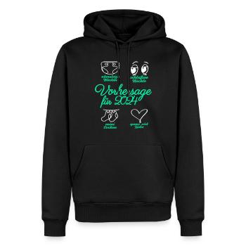 Werdende Eltern 2024 Babybauch Vorhersage - Männer Premium Bio Hoodie - Schwarz - Vorne - Nico (187cm)